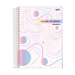 Caderno Espiral Universitário Capa Dura 12 Matérias Holografica 192 Folhas Jandaia (Sortido)