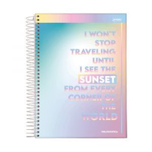 Caderno Espiral Universitário Capa Dura 12 Matérias Holografica 192 Folhas Jandaia (Sortido)