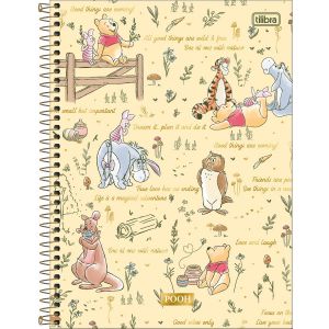 Caderno Espiral Capa Dura Universitário 12 Matérias Pooh 192 Folhas Tilibra (Sortido)